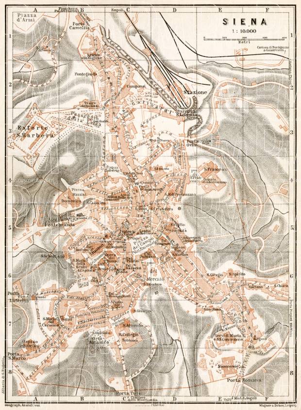 Old map of Siena in 1909. Buy vintage map replica poster print or ...