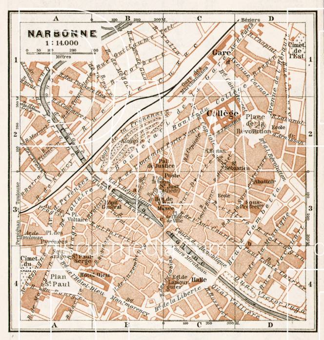 Old map of Narbonne in 1902. Buy vintage map replica poster print or ...