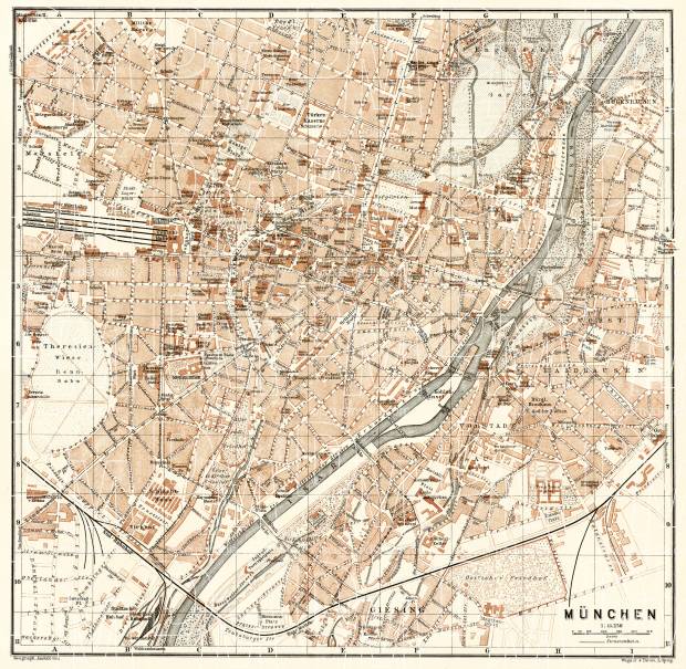 Old map of München (Munich) in 1906. Buy vintage map replica poster ...