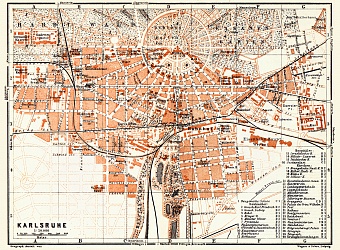 Karlsruhe city map, 1905