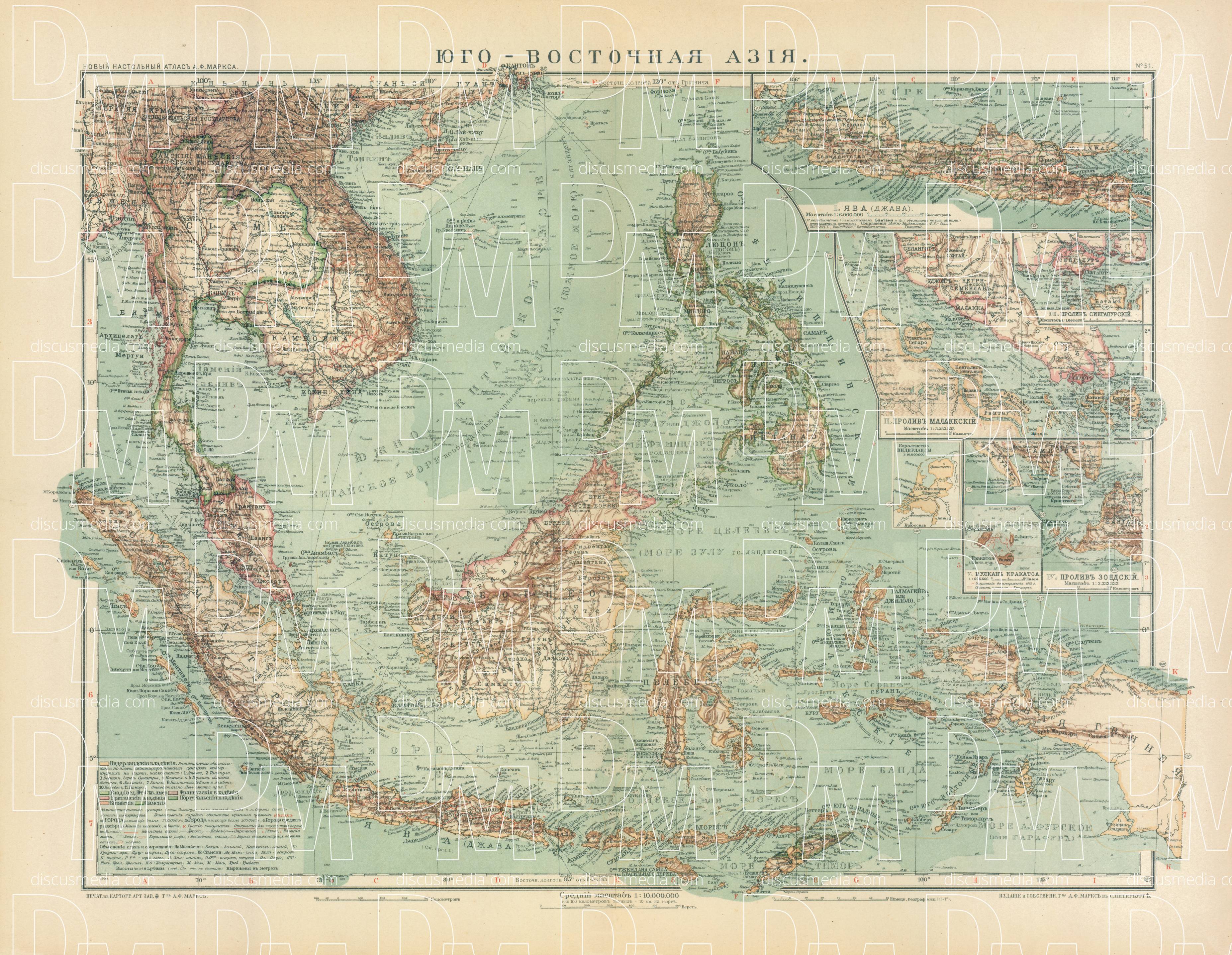 Old map of the Southeast Asia in 1910. Buy vintage map replica poster ...