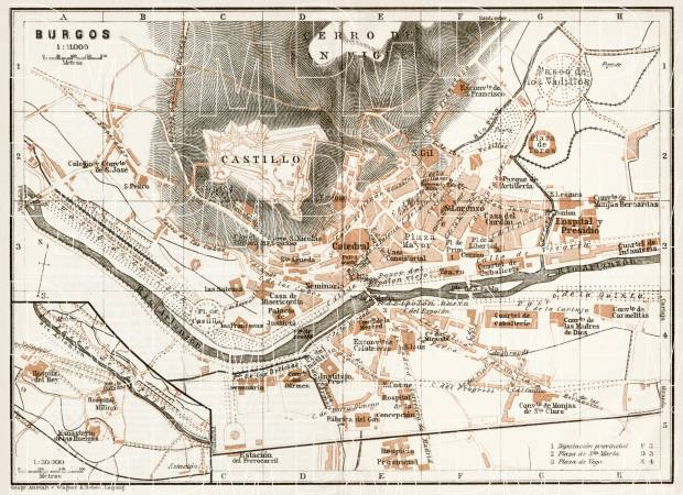 Old map of Burgos in 1913. Buy vintage map replica poster print or ...