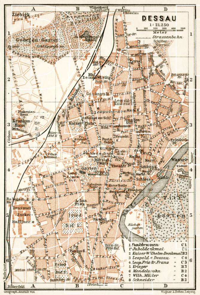 Old map of Dessau in 1911. Buy vintage map replica poster print or ...