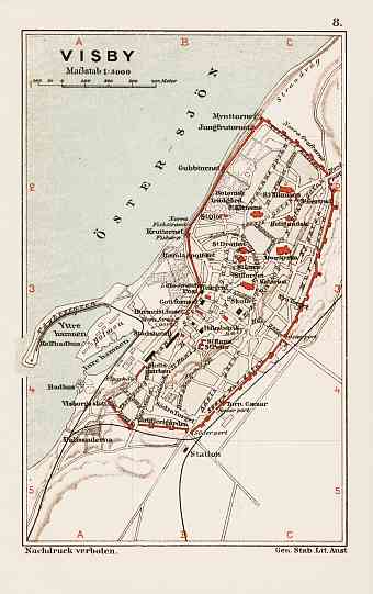 Visby (Wisby) city map, 1899