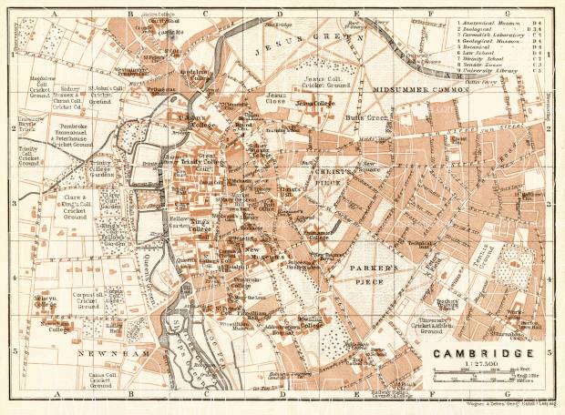 Old Map Of Cambridge In 1906. Buy Vintage Map Replica Poster Print Or ...