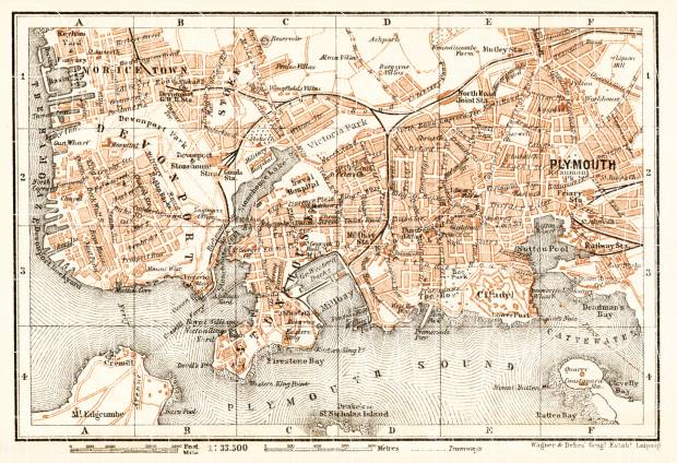 Old map of Plymouth in 1906. Buy vintage map replica poster print or ...