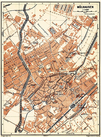 Mülhausen (Mulhouse) city map, 1905