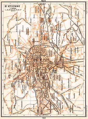 Saint-Etienne map, 1900