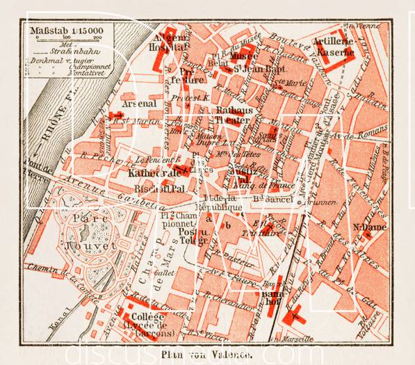 Old map of Valence in 1913. Buy vintage map replica poster print or ...