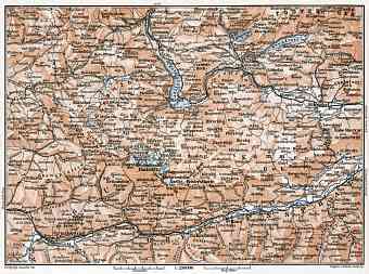 Salzkammergut region map (southern part), 1910