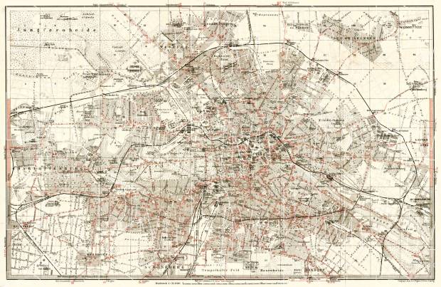 Old map of Berlin tramway and S-Bahn networks in 1902. Buy vintage map