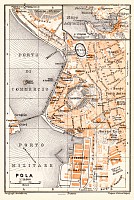 Old map of Pola (Pula) and vicinity in 1929. Buy vintage map replica ...