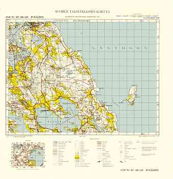 Plodovoje. Pyhäjärvi. Taloudellinen kartta 4131. Economic map from 1944