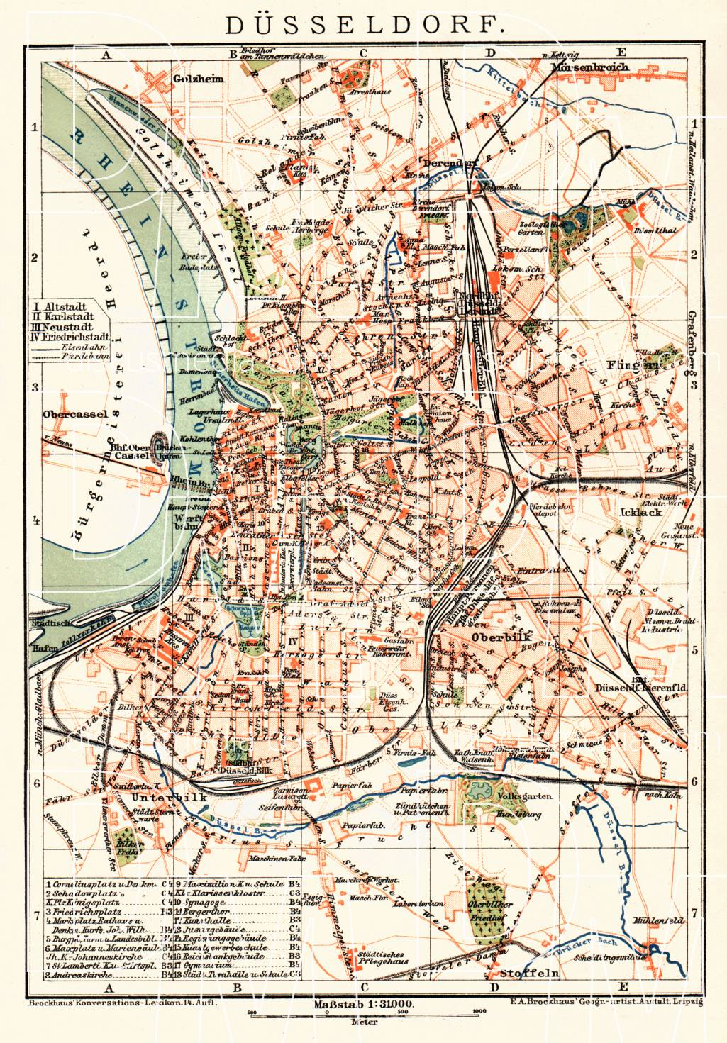 Old Map Of Düsseldorf In 1910. Buy Vintage Map Replica Poster Print Or ...