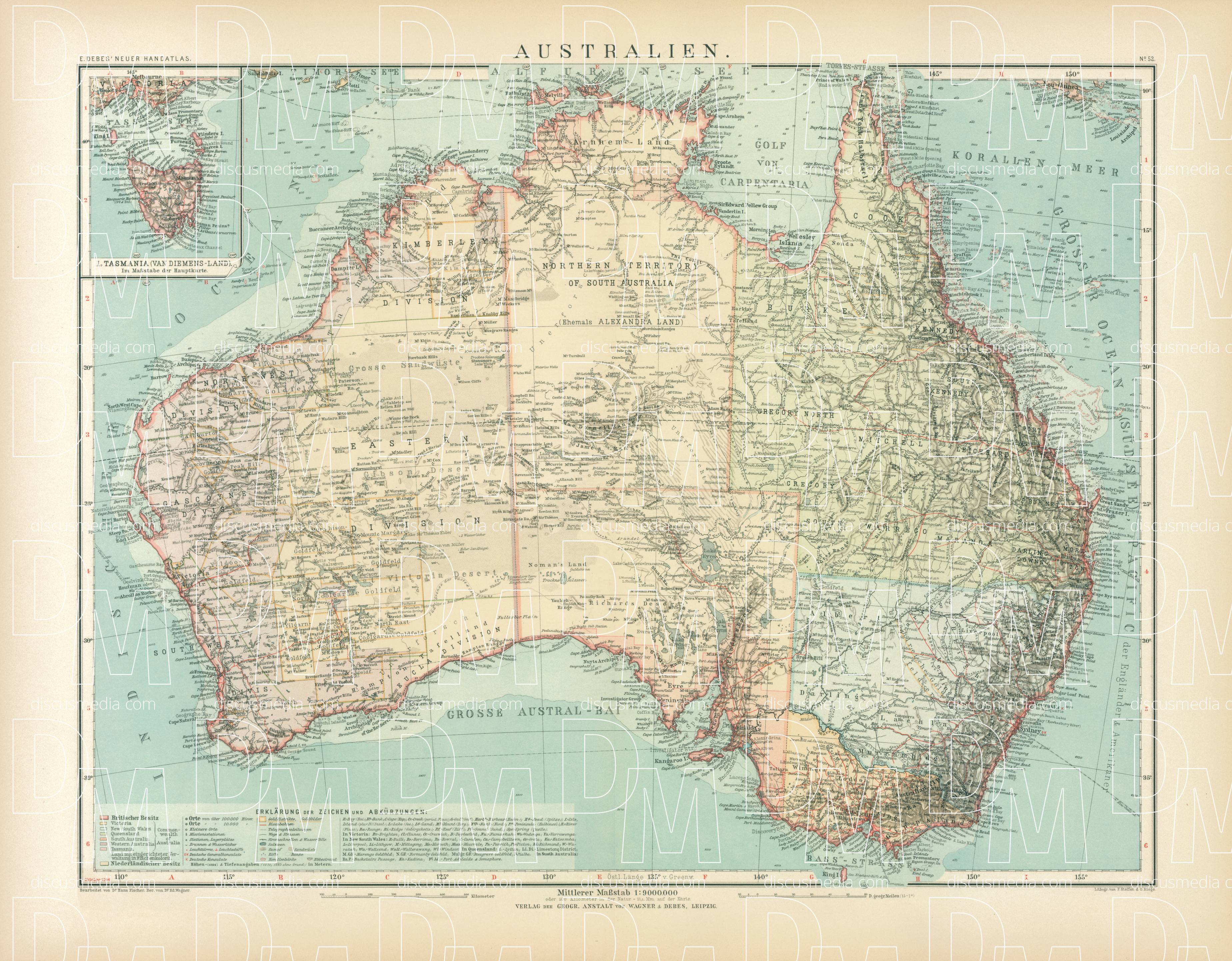 Old map of Australia in 1905. Buy vintage map replica poster print or ...