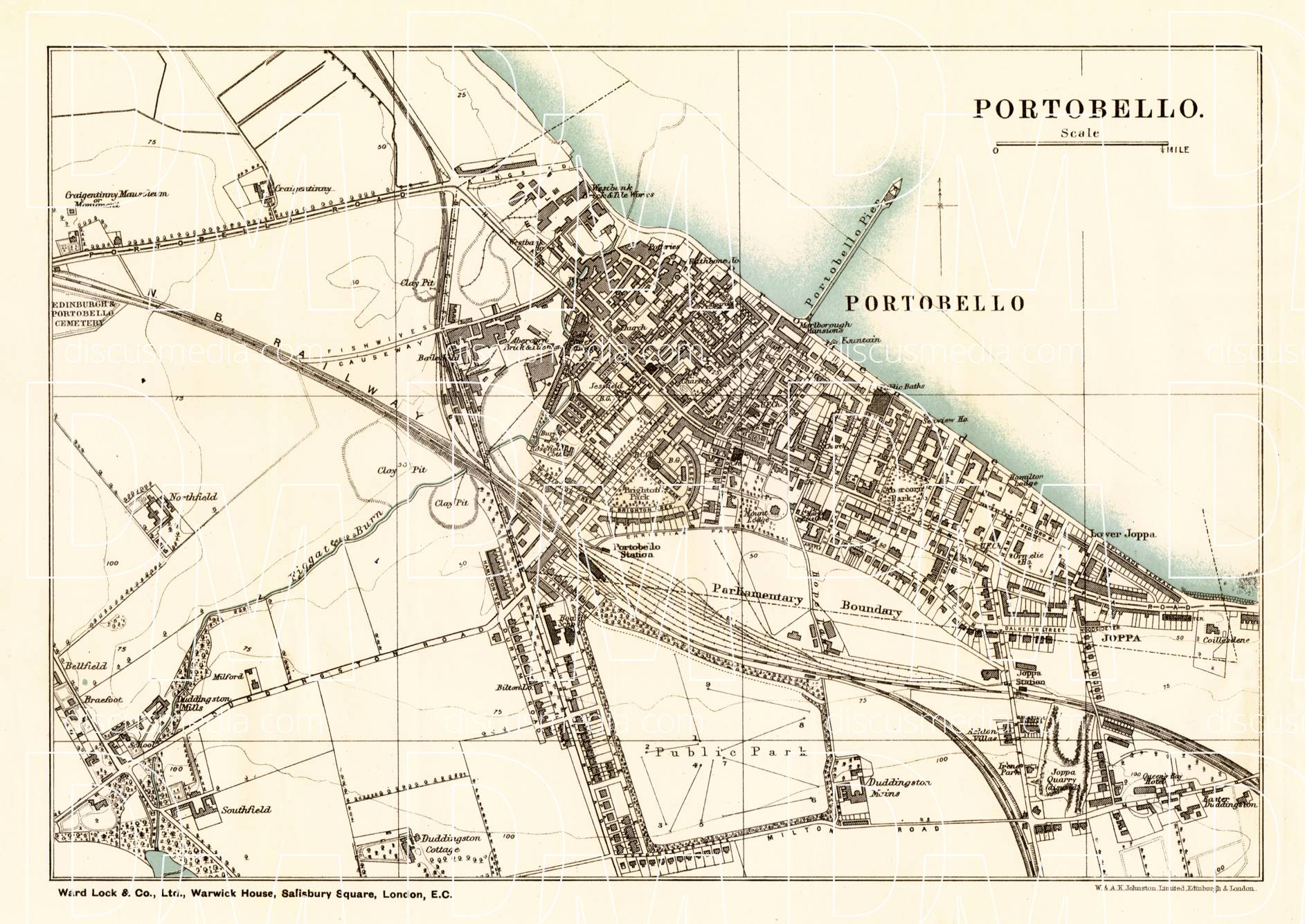 Old map of Portobello in 1908. Buy vintage map replica poster print or ...