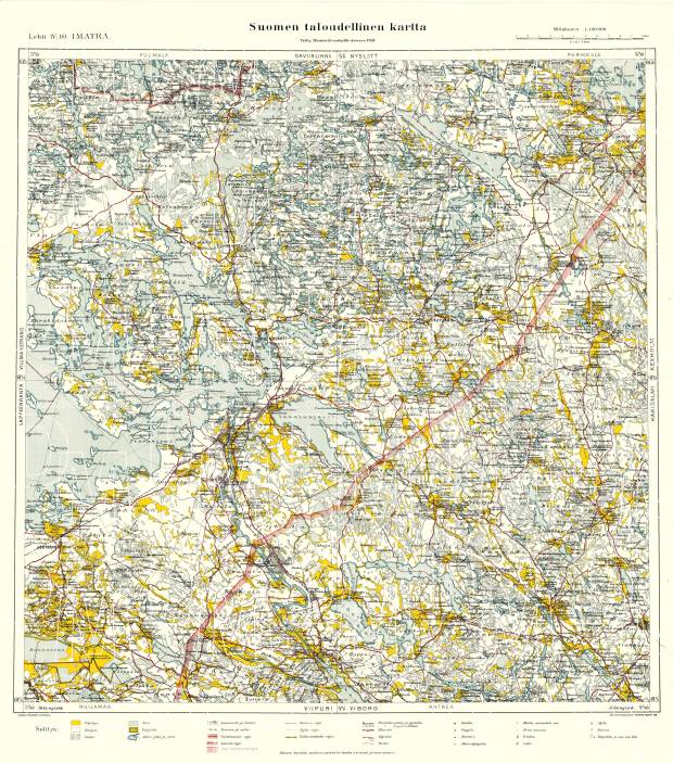 Old map of Imatra and vicinity in 1939. Buy vintage map replica poster  print or download picture