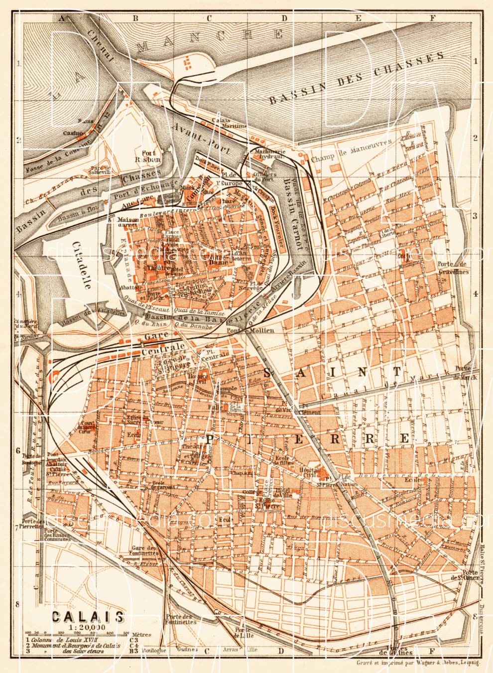 Old Map Of Calais In 1910. Buy Vintage Map Replica Poster Print Or 