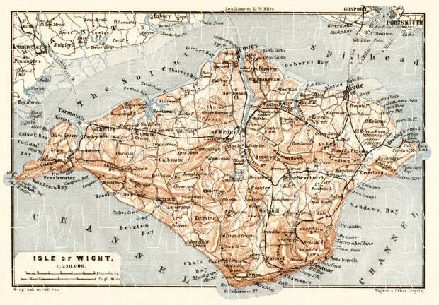 Old map of the Isle of Wight in 1906. Buy vintage map replica poster ...