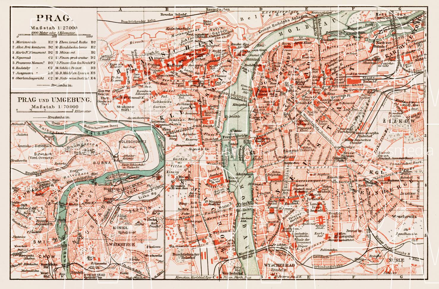 Old Map Of Prague Prag Praha In 1903 Buy Vintage Map Replica Poster