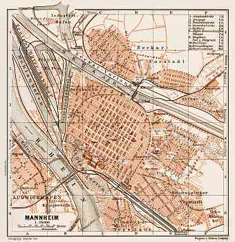 Mannheim city map, 1909