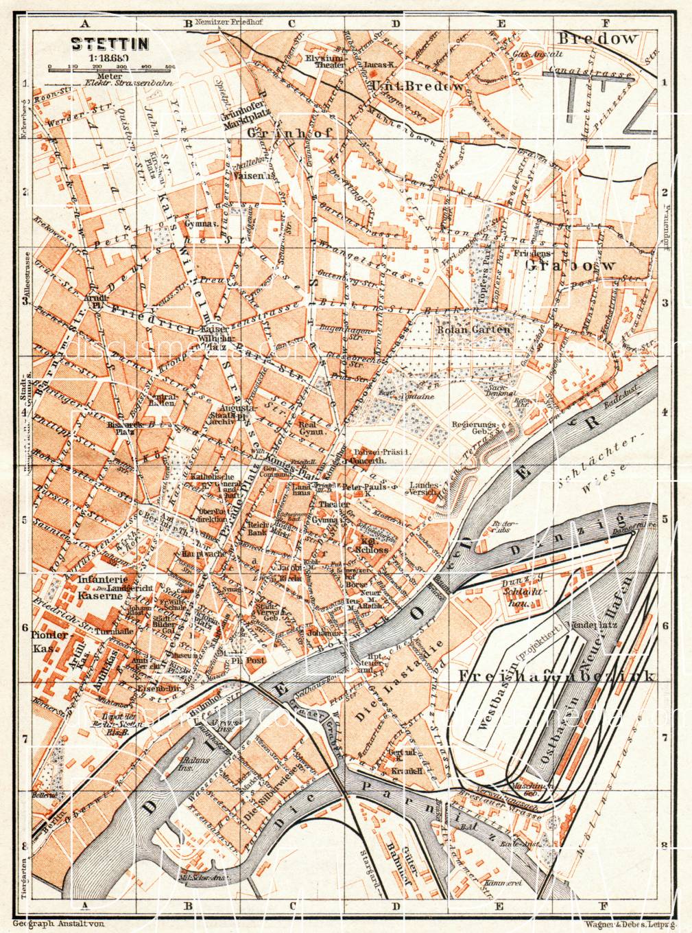 Old map of Stettin (Szczecin) in 1906. Buy vintage map replica poster ...