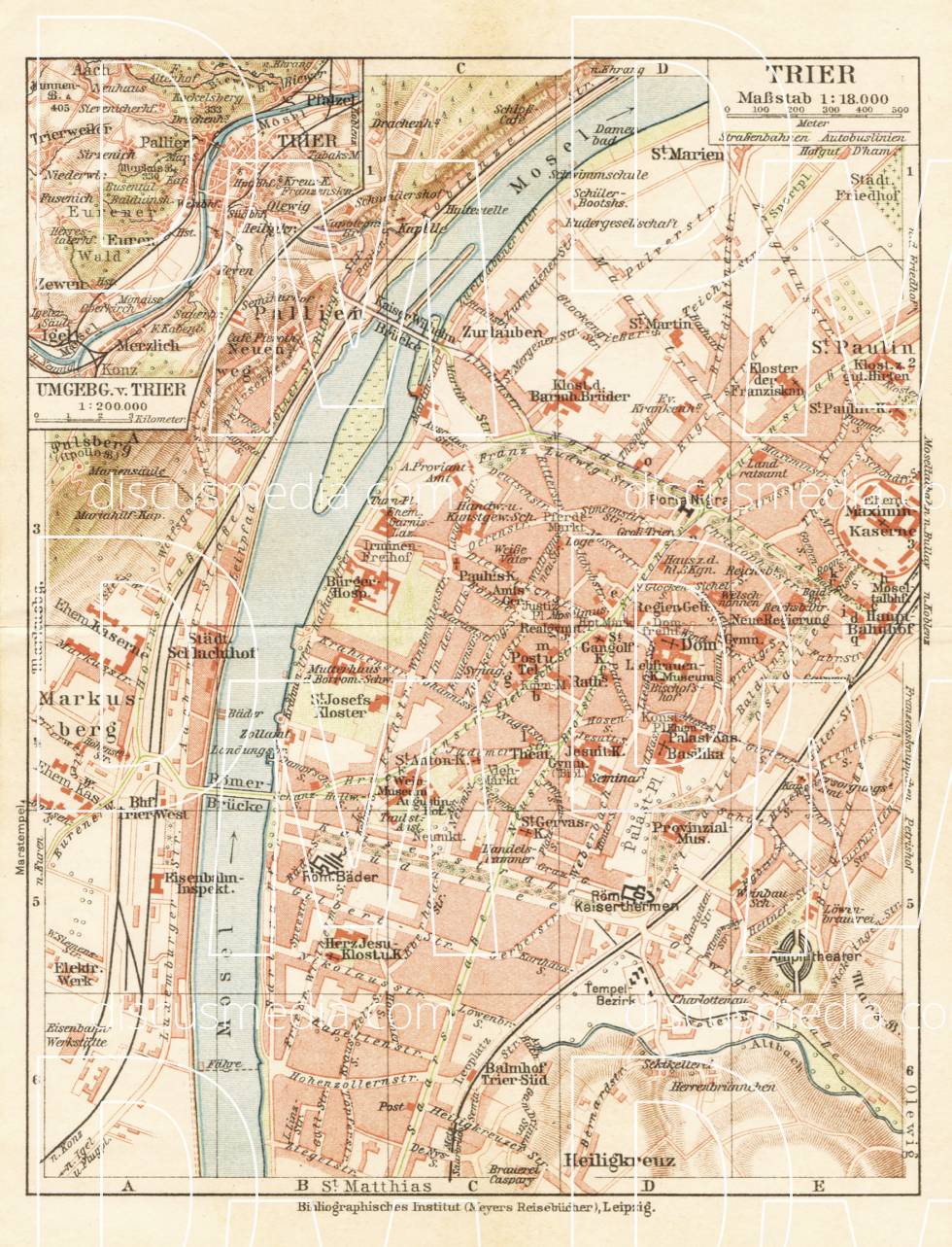 Old map of Trier and environs in 1927. Buy vintage map replica poster ...