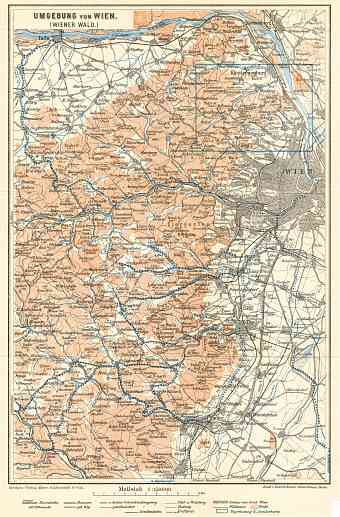 Vienna (Wien) environs map, 1929