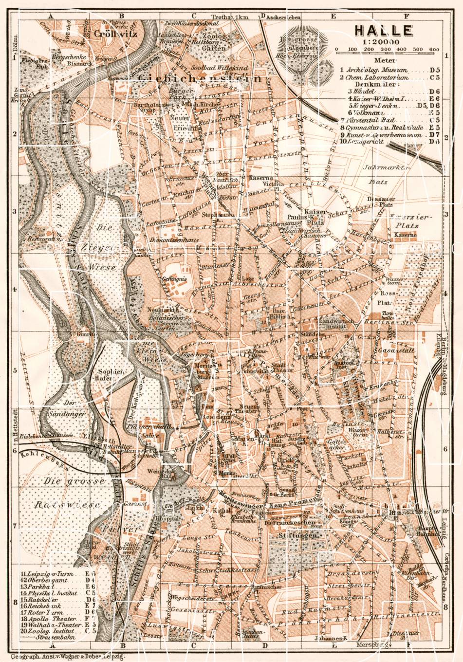 Old map of Halle (Saale) in 1911. Buy vintage map replica poster print ...