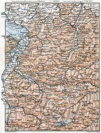 Vorarlberg and Forest of Bregenz (Bregenzer Wald) region map, 1910