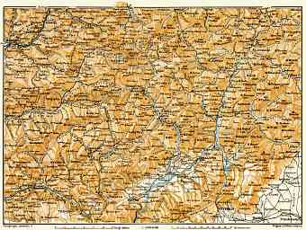 Map of the Dolomite Alps (Die Dolomiten) from Bolzano (Bozen) to Belluno, 1906