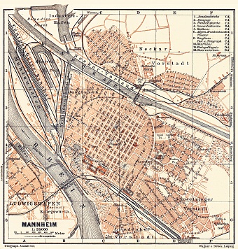 Mannheim city map, 1905