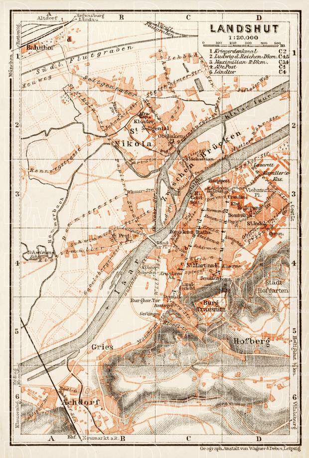 Old Map Of Landshut In 1909 Buy Vintage Map Replica Poster Print Or   Cdc0bc8ca7c299fc651917a47ae2ea61 