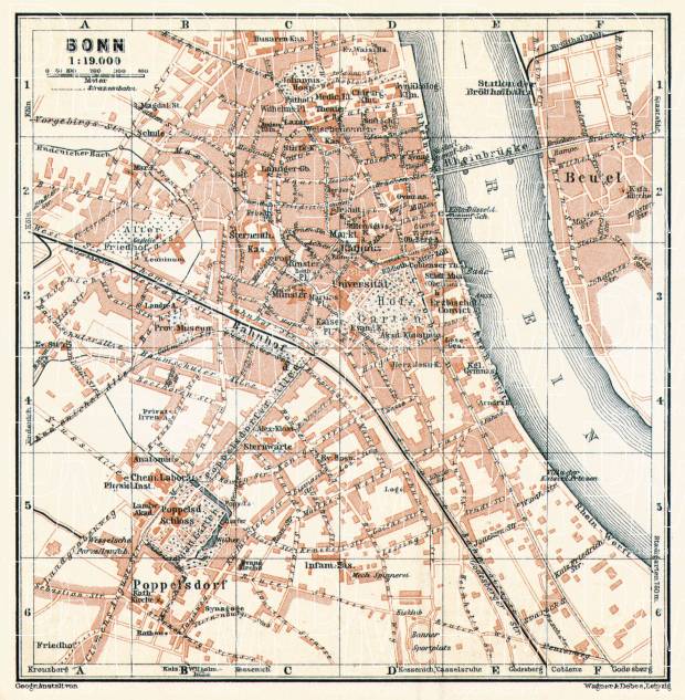 Old map of Bonn in 1906. Buy vintage map replica poster print or ...