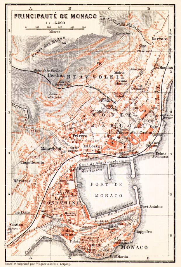 Old map of Monaco in 1913. Buy vintage map replica poster print or ...