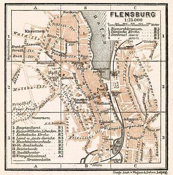 Flensburg city map, 1911