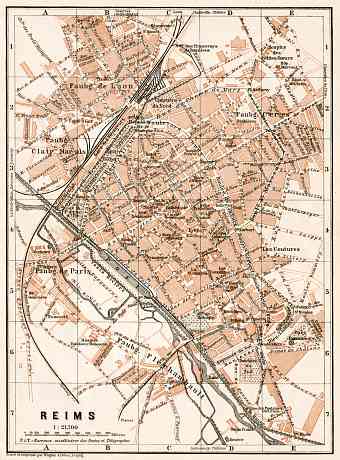 Reims city map, 1909