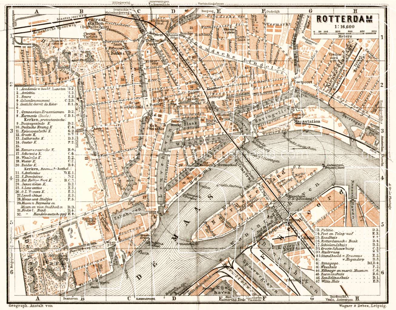 Old map of Rotterdam in 1909. Buy vintage map replica poster print or ...