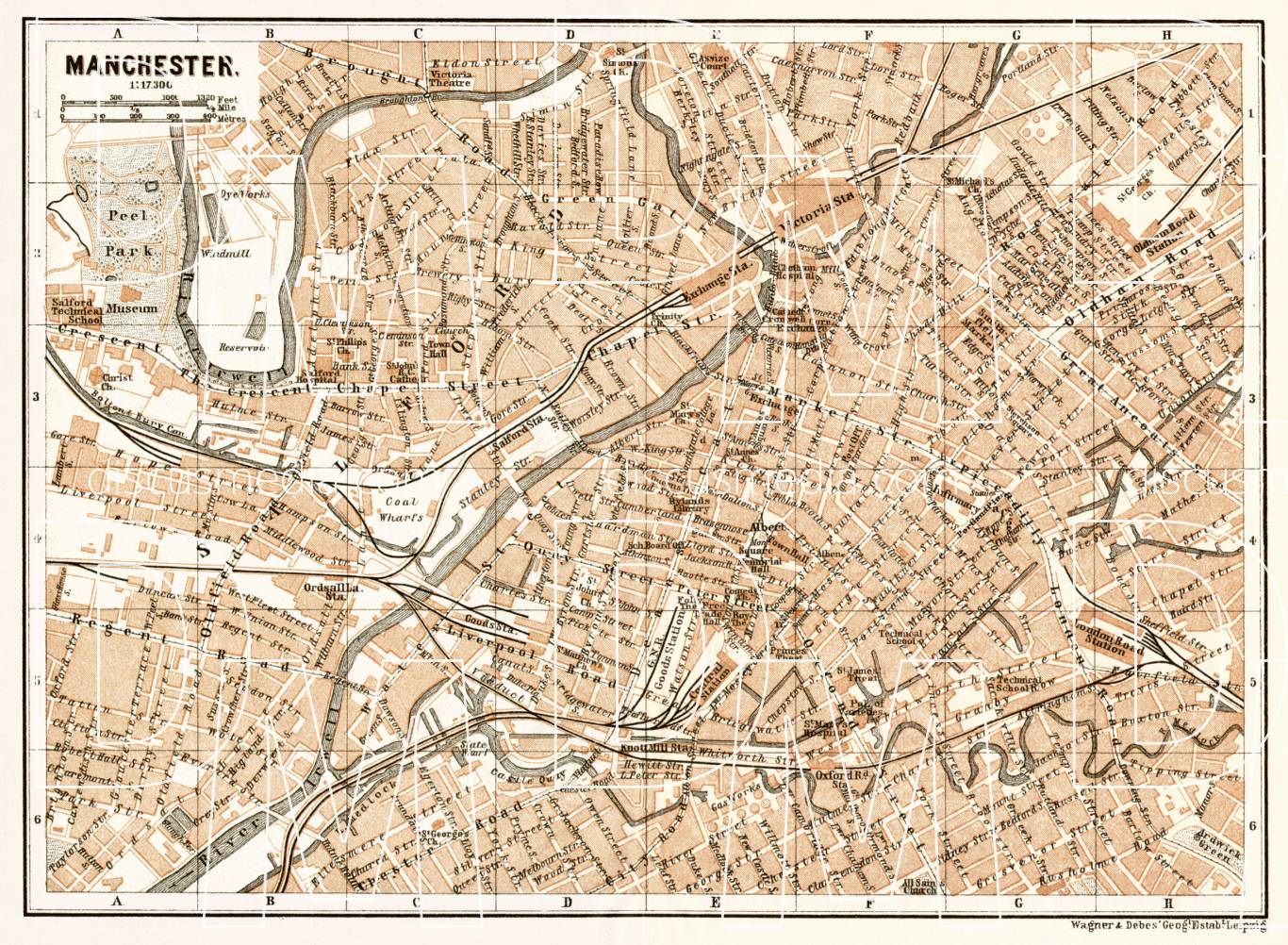 Old Map Of Manchester In 1906. Buy Vintage Map Replica Poster Print Or ...