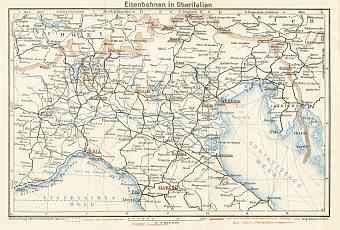 Map of the Northern Italy Railways, 1929