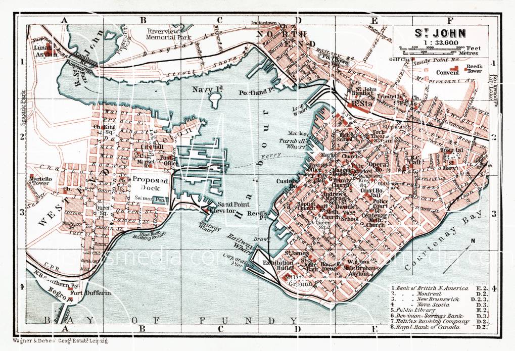 Old map of St. John in 1907. Buy vintage map replica poster print or ...