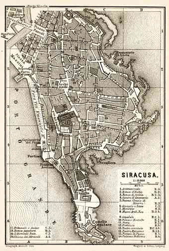 Syracuse (Siracusa) city map, 1912