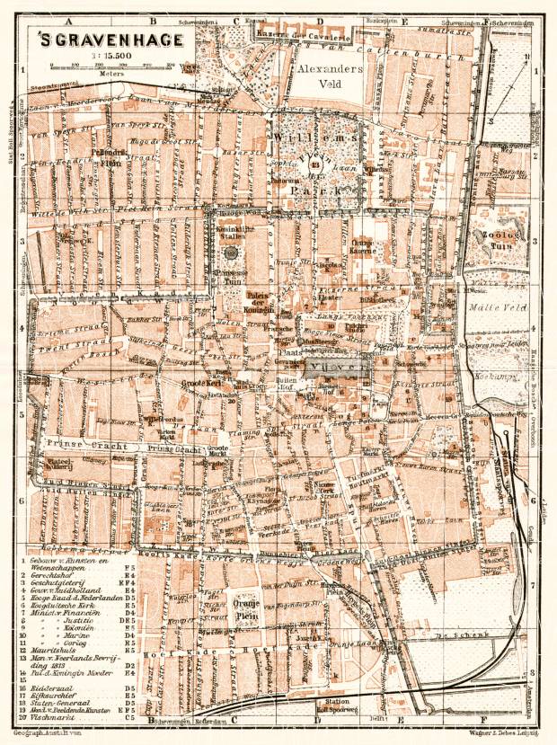 Old map of The Hague (Den Haag, s’Gravenhage) in 1909. Buy vintage map ...