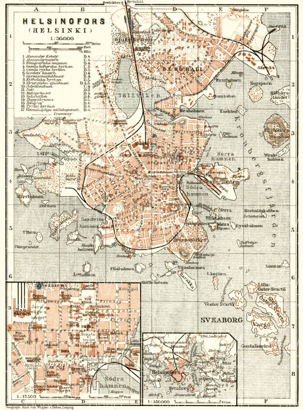 Old map of Helsingfors (Helsinki) in 1914. Buy vintage map replica ...