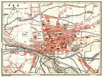 Pau city map, 1885