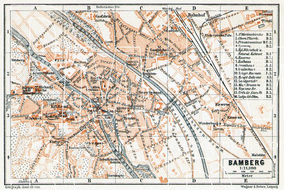 Old Map Of Bamberg In 1906. Buy Vintage Map Replica Poster Print Or ...