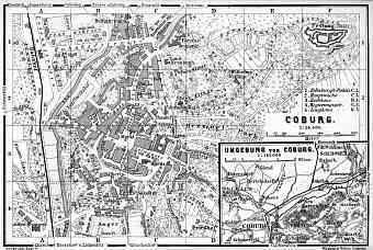 Coburg city map, environs of Coburg, 1887