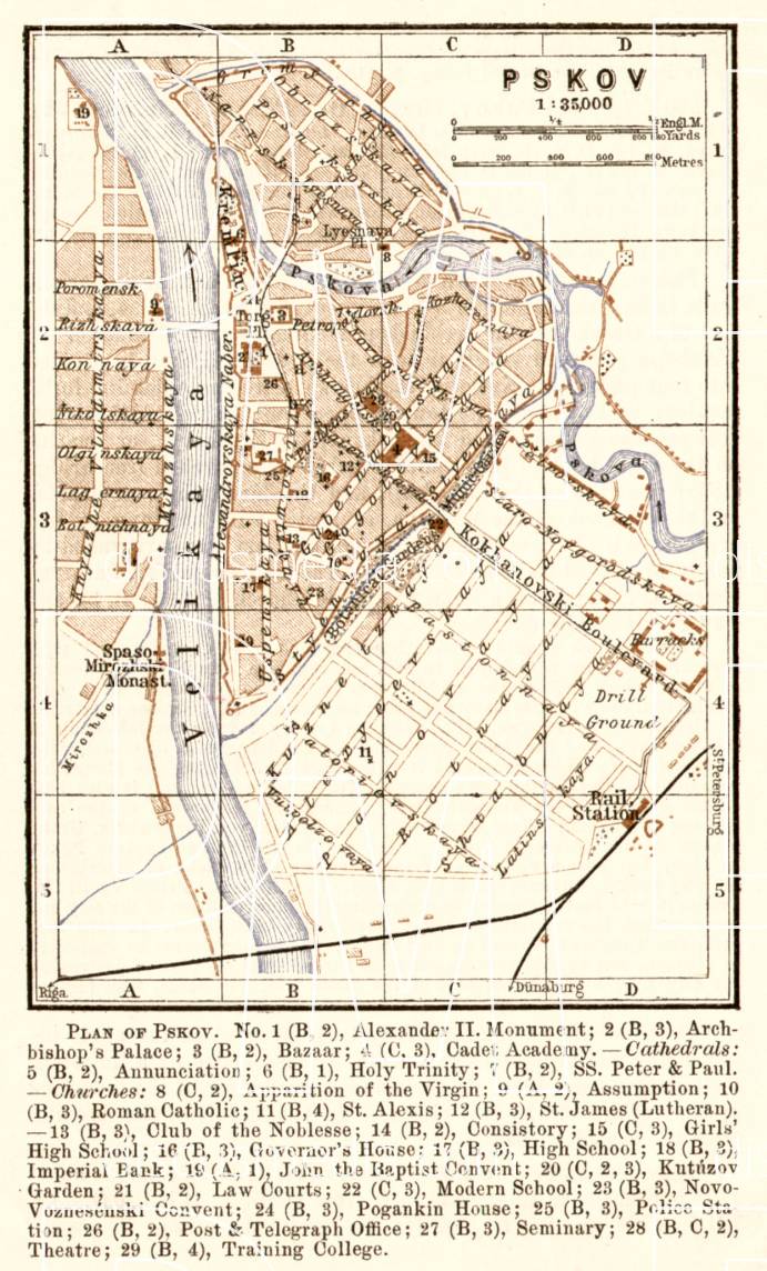 Old Map Of Pskov In 1914 Buy Vintage Map Replica Poster Print Or   E57410c5e23e3a299b85b9abc1922538 