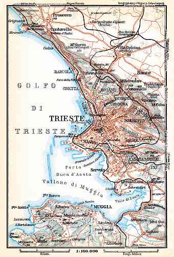 Triest (Trieste) environs map, 1929