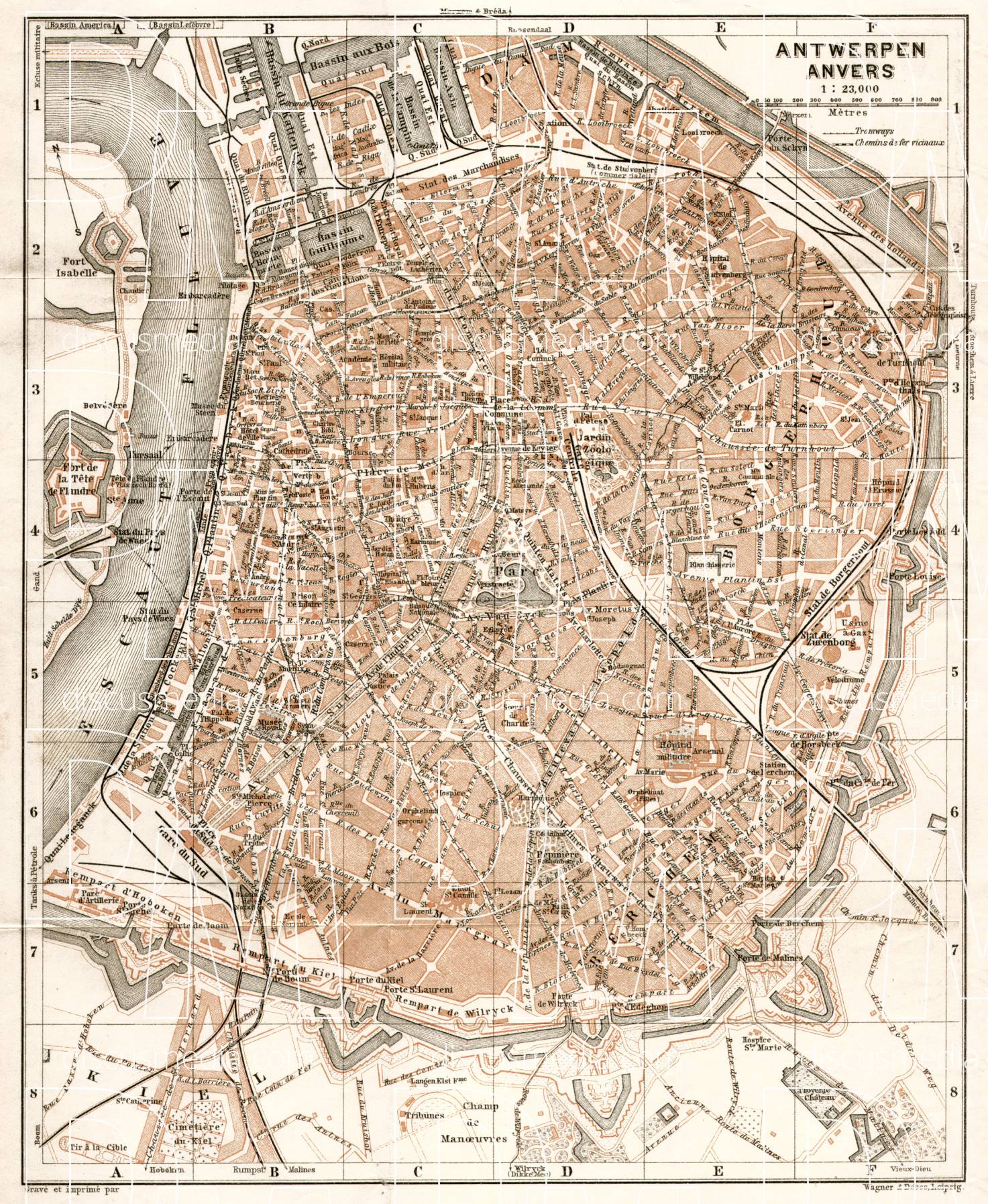 Old Map Of Antwerp Antwerpen Anvers In 1909 Buy Vintage Map Replica Poster Print Or Download